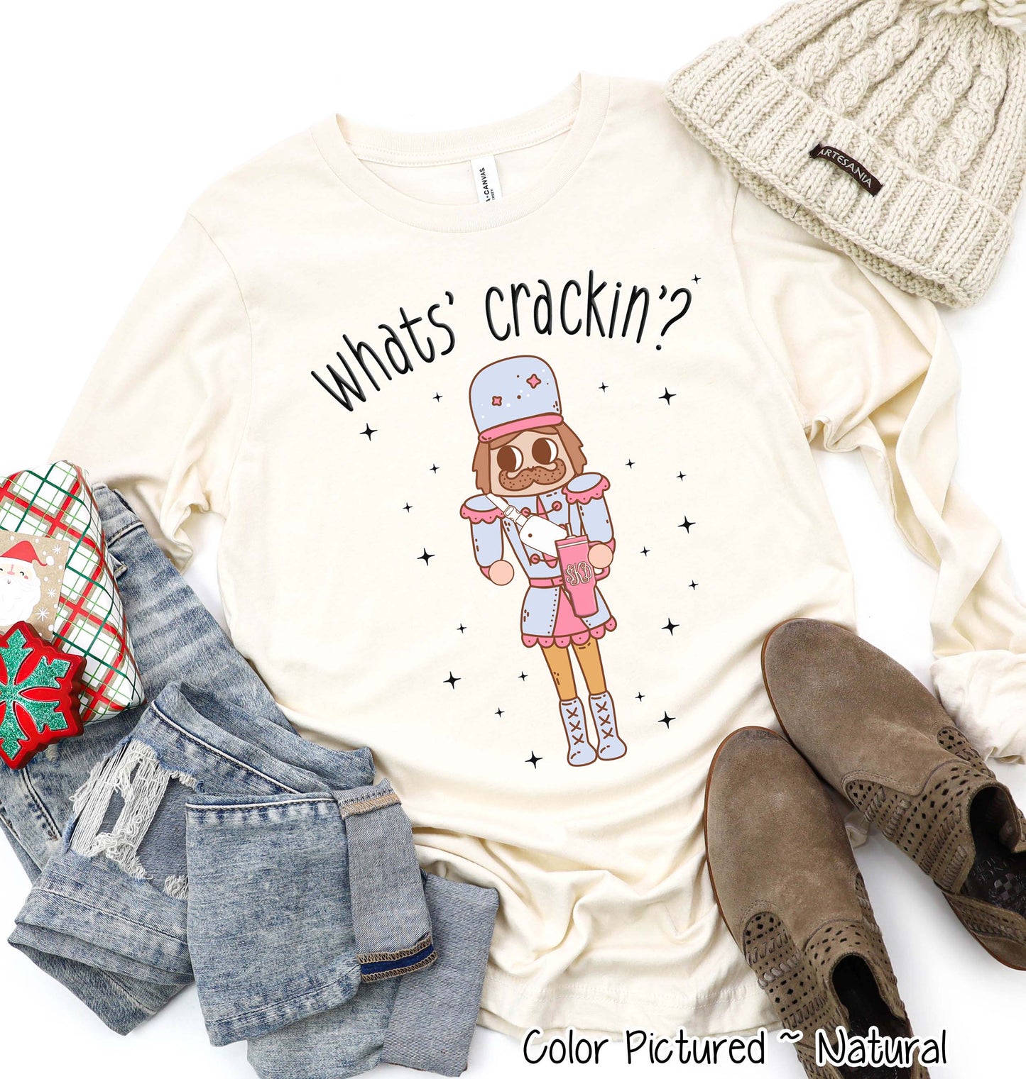 Monogram Bougie What's Crackin Nutcracker Christmas Tee or Sweatshirt