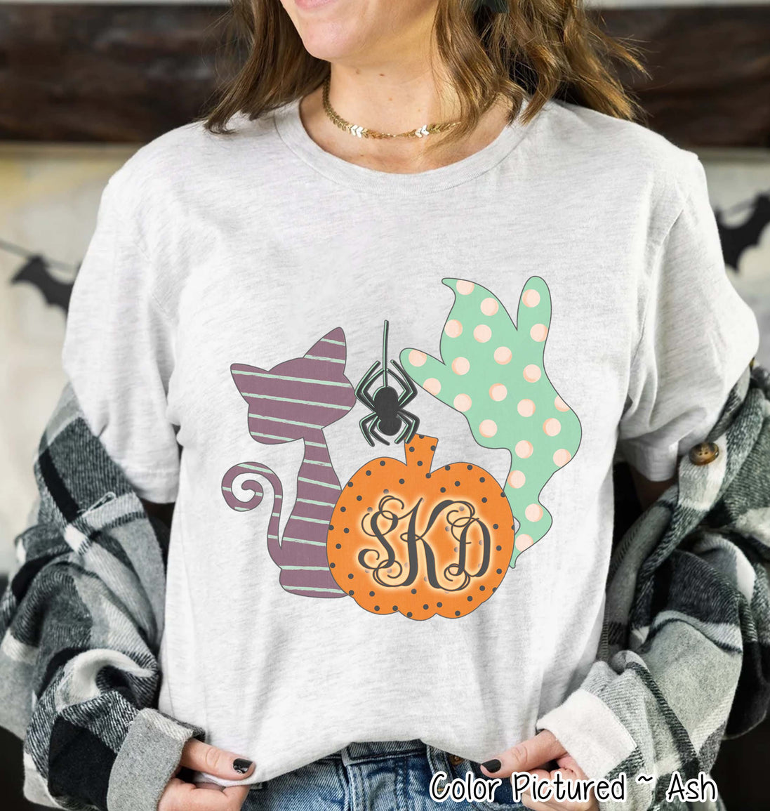 Monogram Cat & Pumpkin Halloween Tee