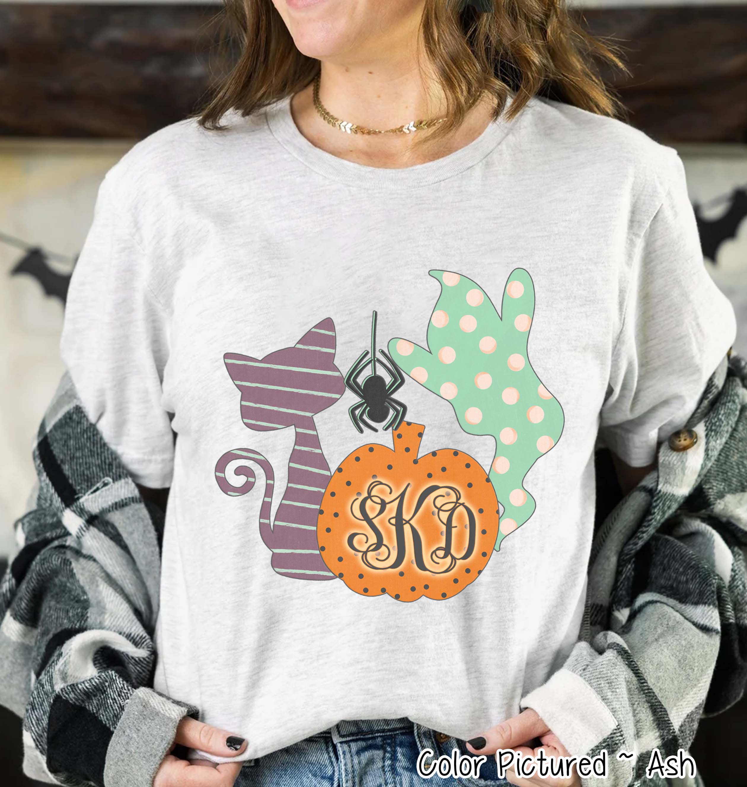 Monogram Cat & Pumpkin Halloween Tee