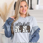 Doodle Letter Leopard Volleyball Mama Tee