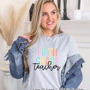 Rainbow Distressed Teacher Tee