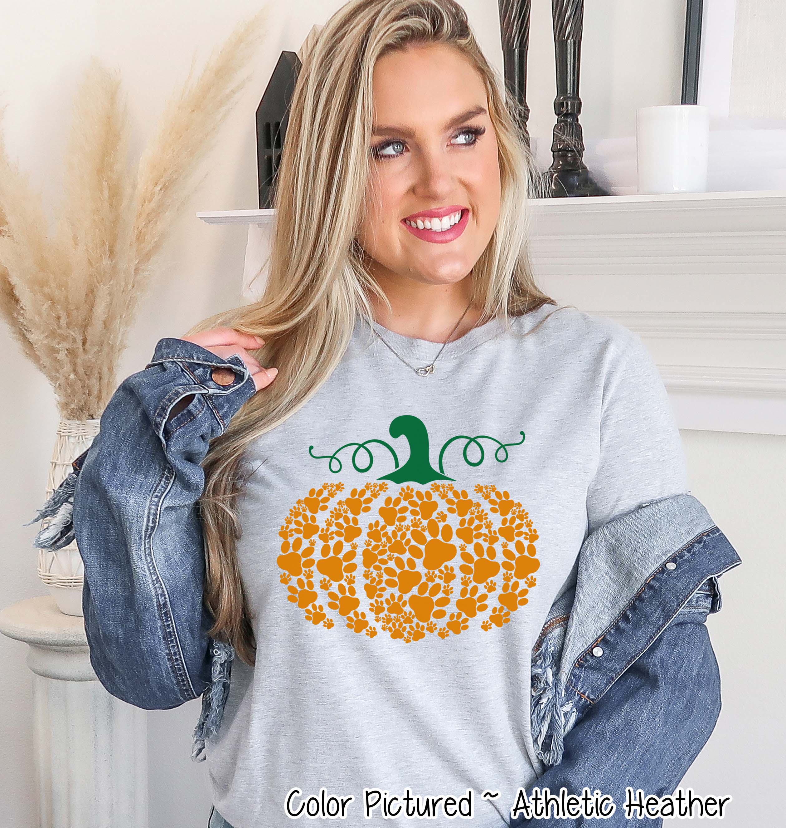 Cozy Cat and Dog Lover's Paw Print Pumpkin Fall and Halloween Tee