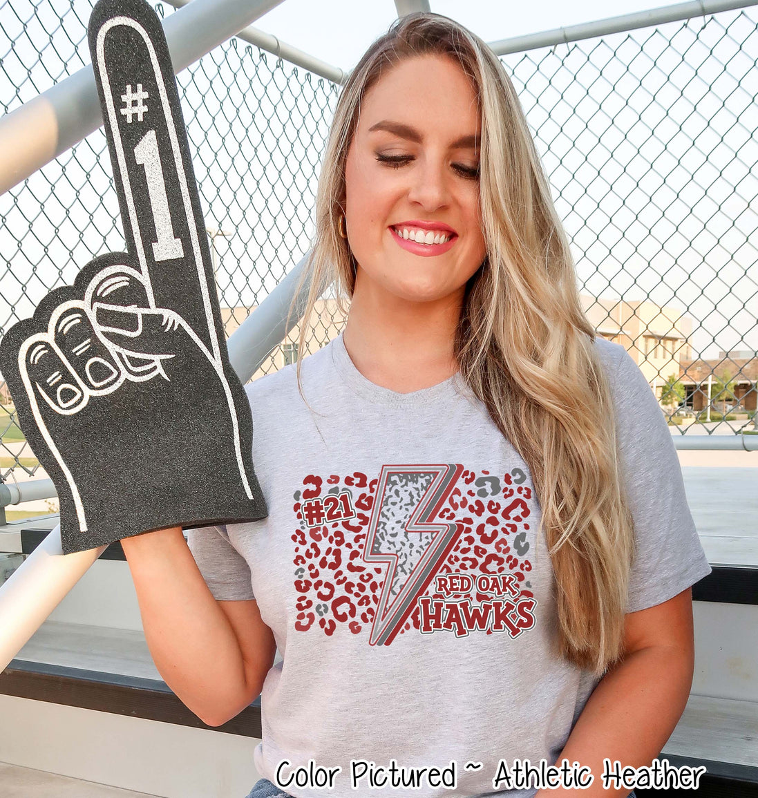 Personalized Leopard Lighting School Spirit Fan Tee