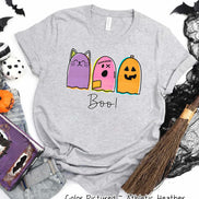 Ghost Trio Cat Pumpkin Halloween Tee