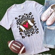 Leopard Football Mom with Heart Tee