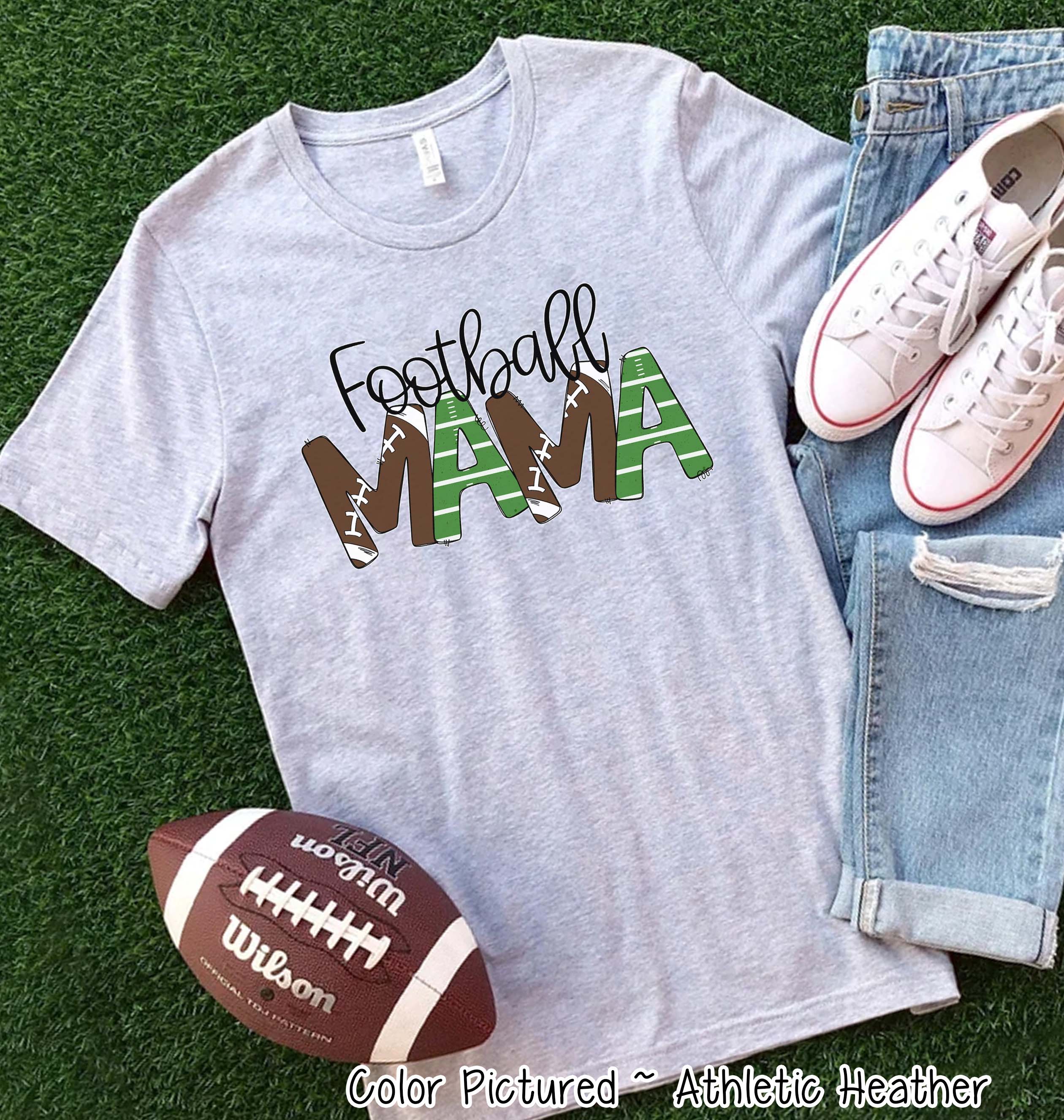 Football Mama Doodle Letters Game Day Tee