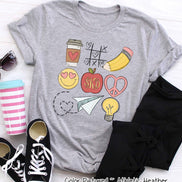 Monogram Back to School Tic Tac Toe Teacher Icon Tee