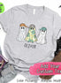 Personalized Hat Ghost Trio with Custom Name Halloween Tee