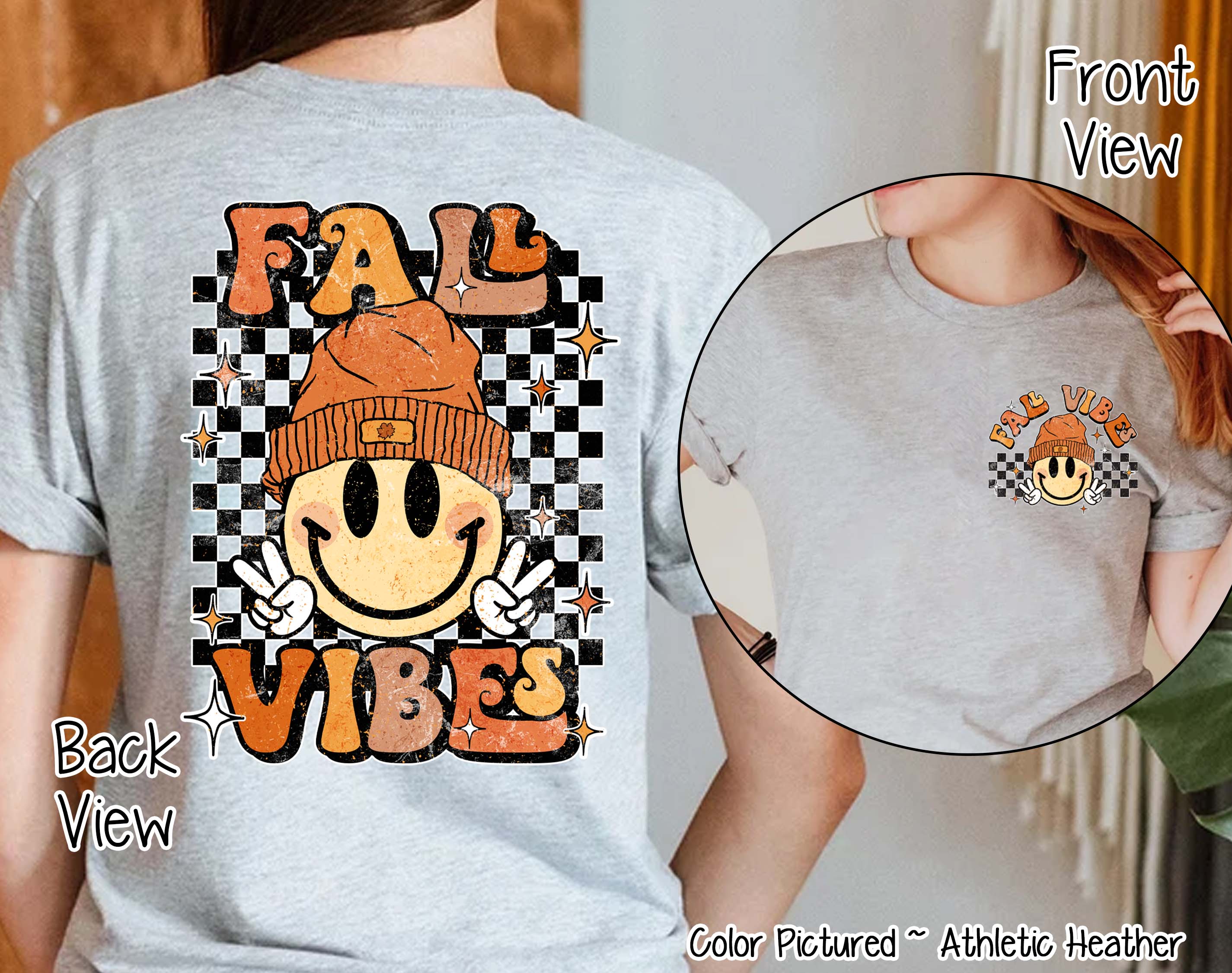 Retro Fall Vibes Smile 2 Sided Tee