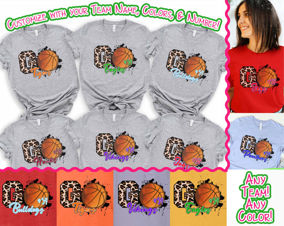 Personalized Leopard Basketball GO Fan Tee