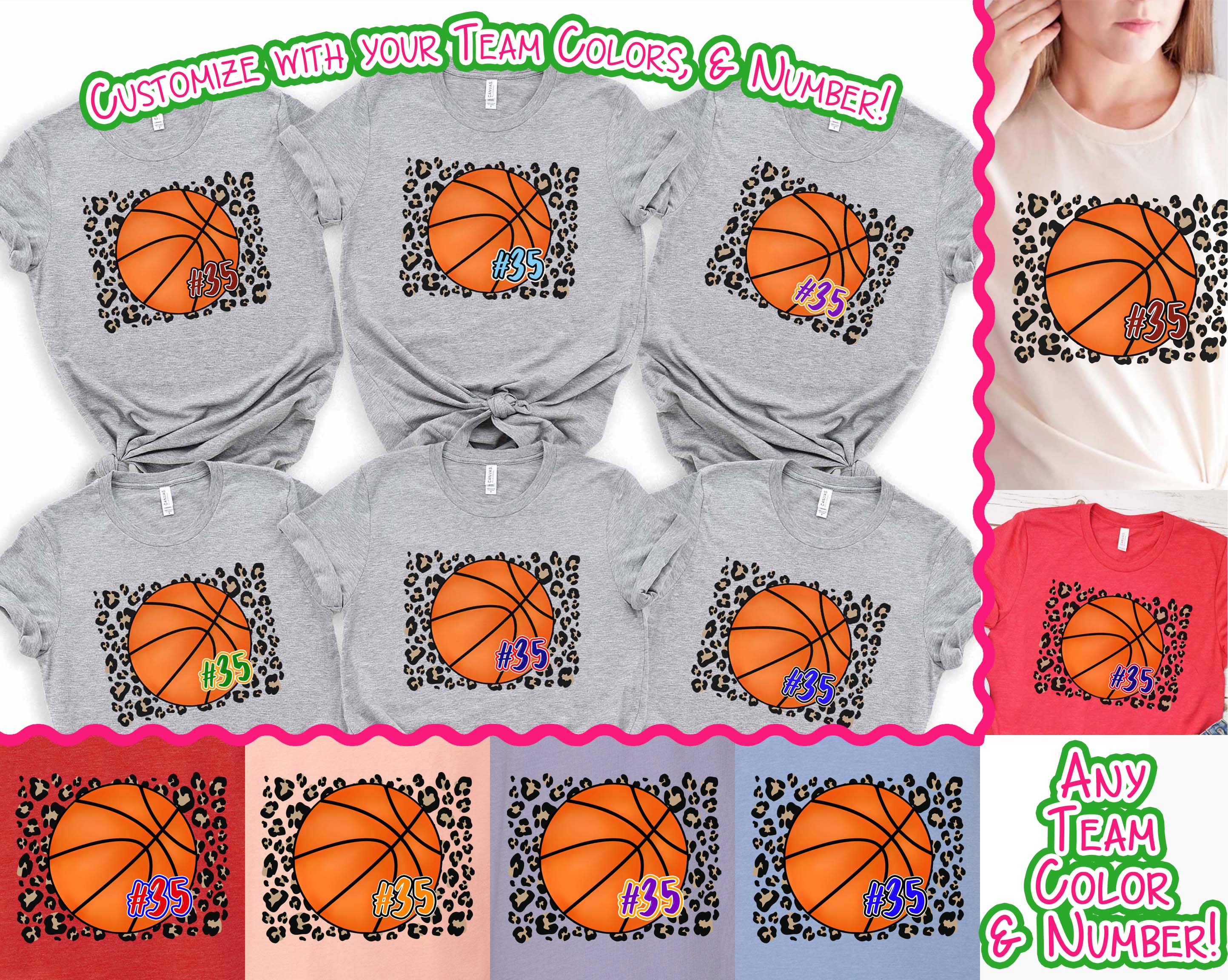 Personalized Leopard Basketball Fan Tee