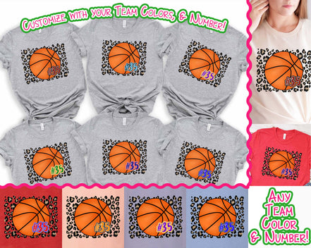Personalized Leopard Basketball Fan Tee