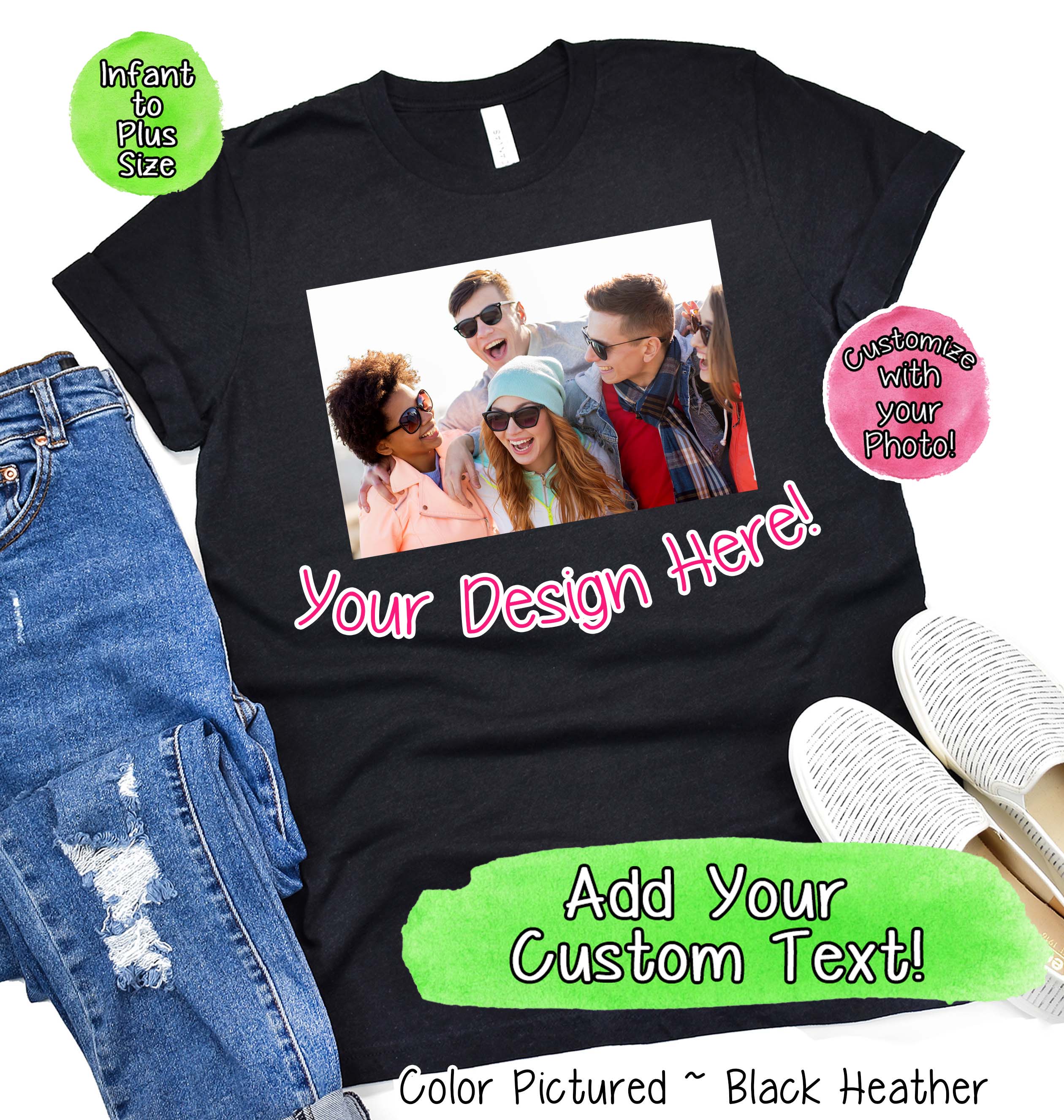 Custom Print Bella Canvas Bulk ~ 1 Sided Crew Neck