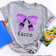 Personalized Crayon Bow Back to School Tee or Sweatshirt