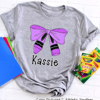Personalized Crayon Bow Back to School Tee or Sweatshirt