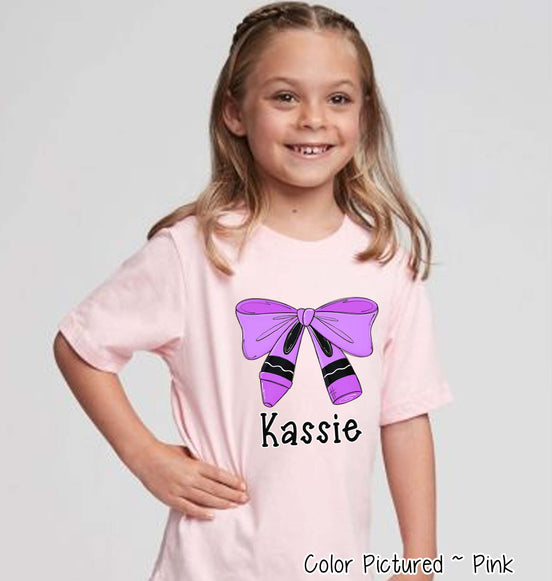 Personalized Crayon Bow Back to School Tee or Sweatshirt