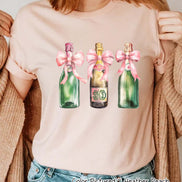 Monogram Coquette Pink Bow Champagne Trio Girly Tee and Sweatshirt