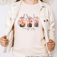 Coquette Pink Bow Iced Coffee Girly Tee and Sweatshirt