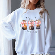 Coquette Pink Bow Iced Coffee Girly Tee and Sweatshirt