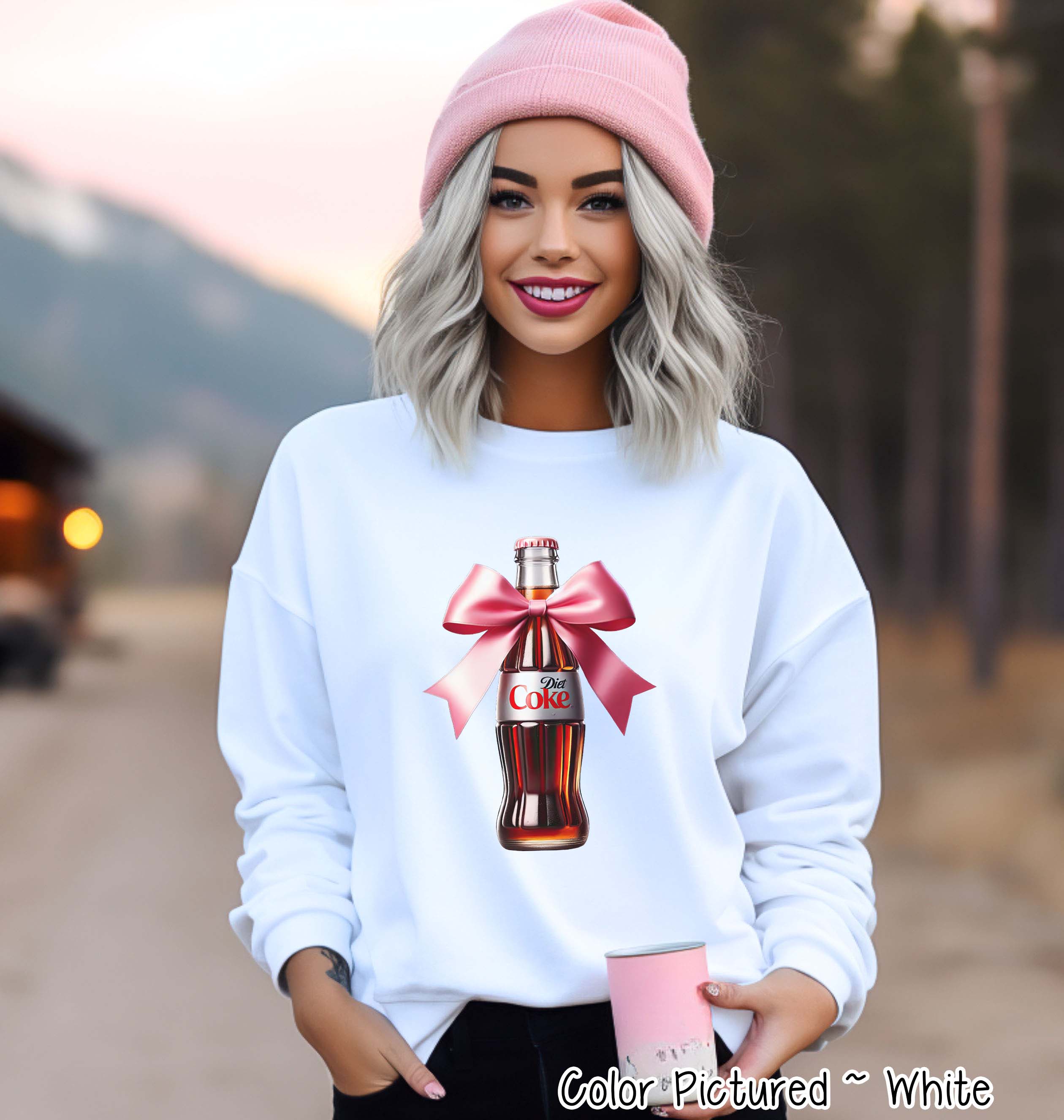 Coquette Pink Bow Diet Coke Trendy Soda Tee and Sweatshirt