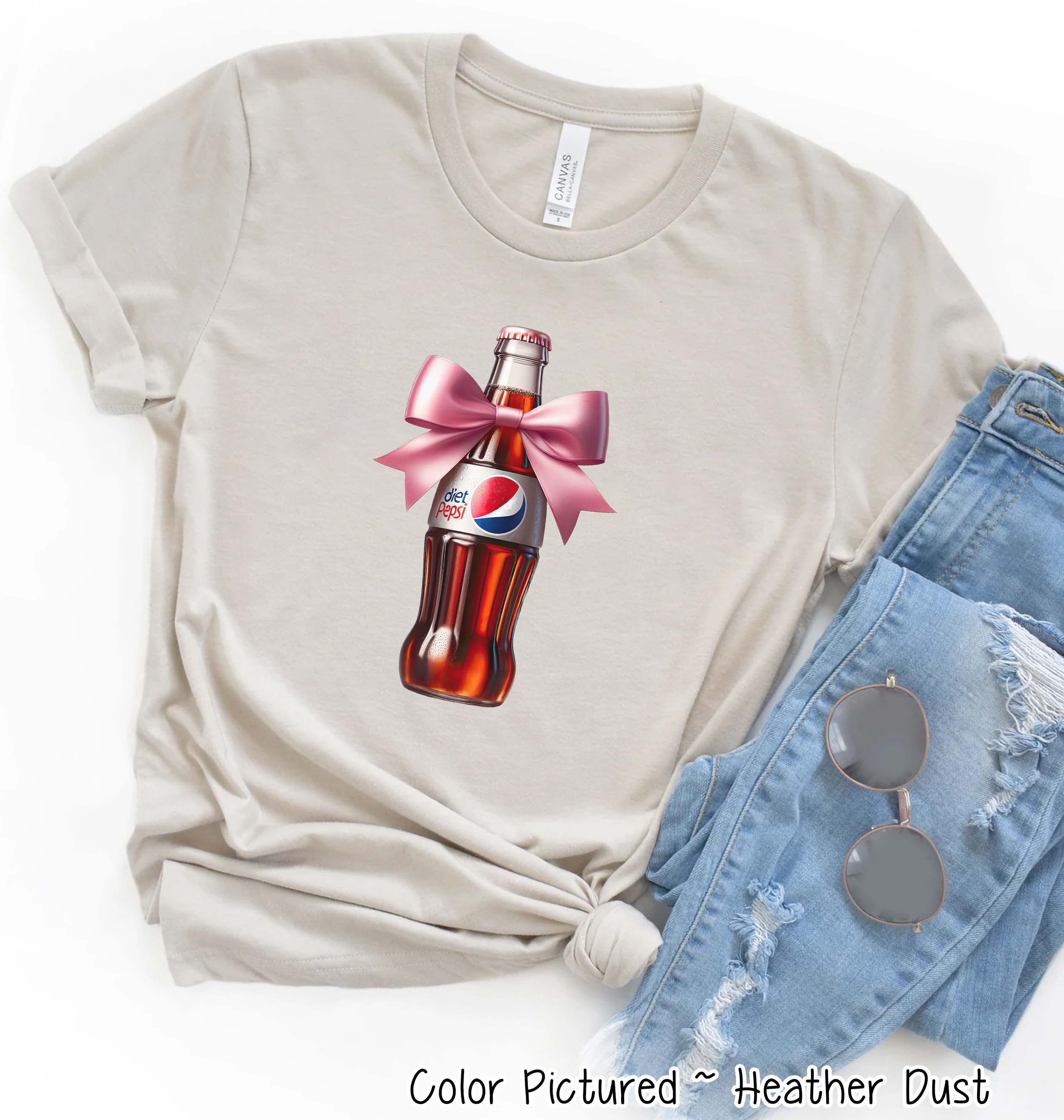 Coquette Pink Bow Diet Pepsi Trendy Soda Tee and Sweatshirt