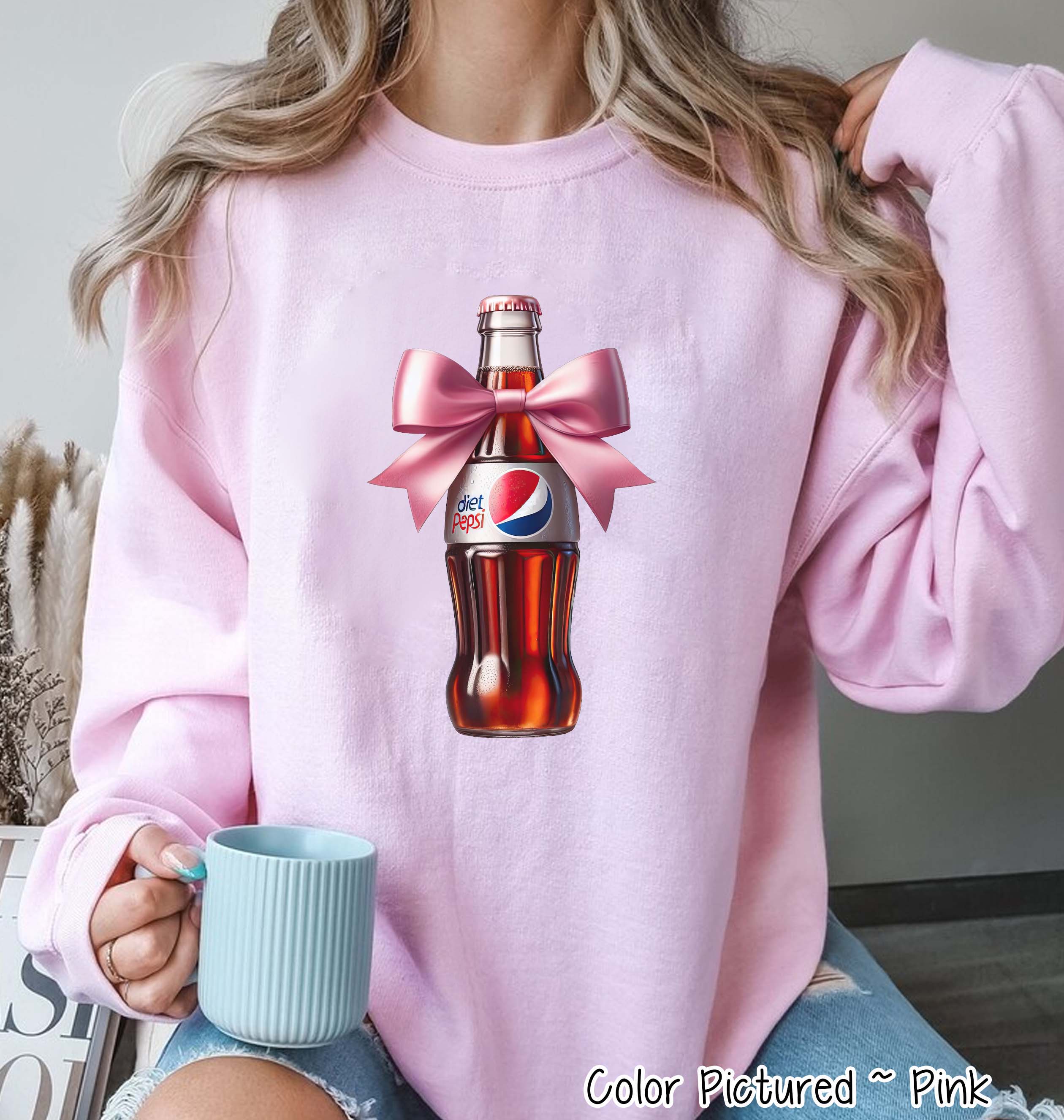 Coquette Pink Bow Diet Pepsi Trendy Soda Tee and Sweatshirt