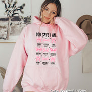 Coquette Pink Bow God Says I Am Faith Tee and Sweatshirt