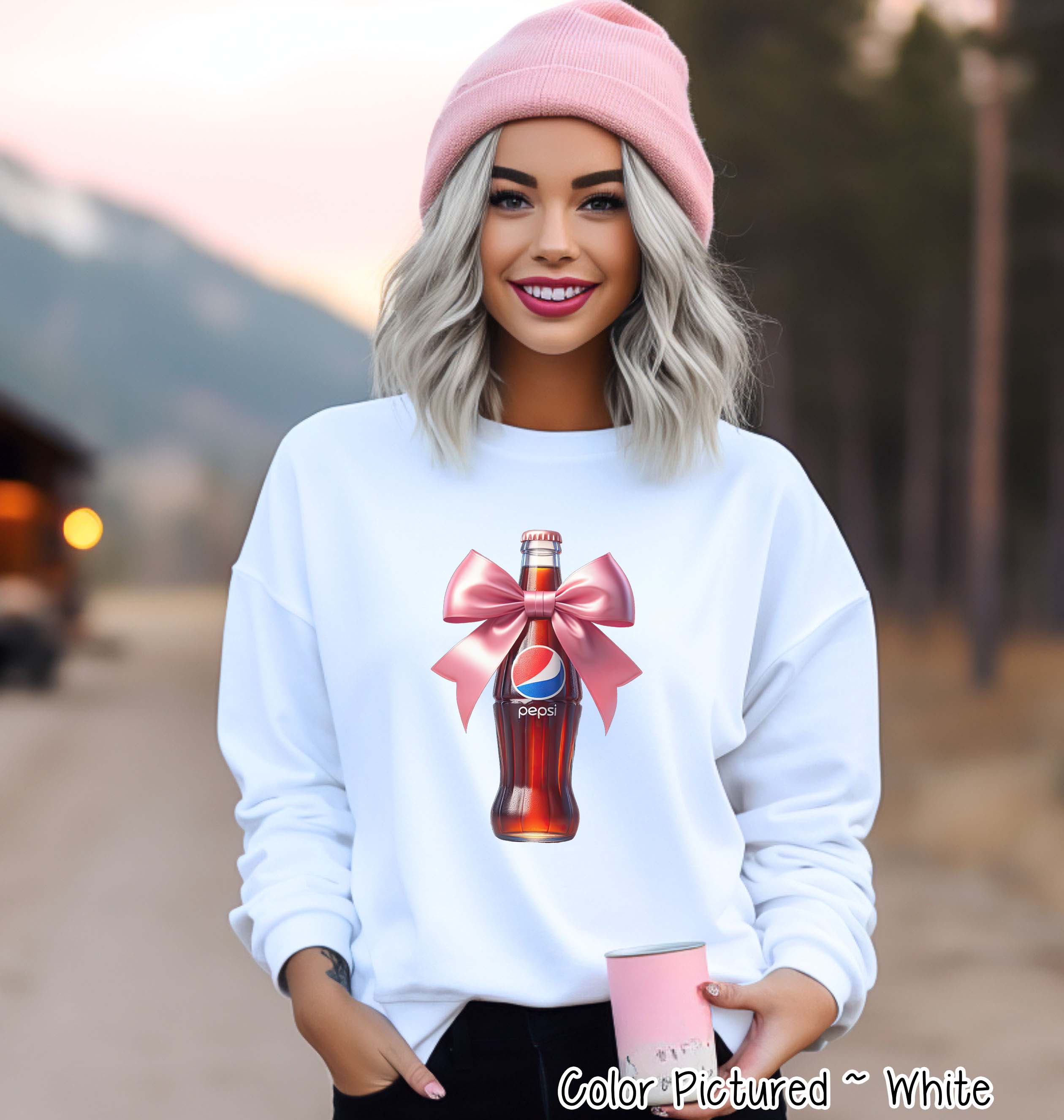 Coquette Pink Bow Pepsi Trendy Soda Tee and Sweatshirt
