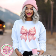 Faux Glitter Coquette Pink Bow Girly Tee and Sweatshirt