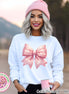 Faux Glitter Coquette Pink Bow Girly Tee and Sweatshirt