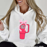 Monogram Coquette Pink Bow Stanley Style Cup Girly Tee and Sweatshirt