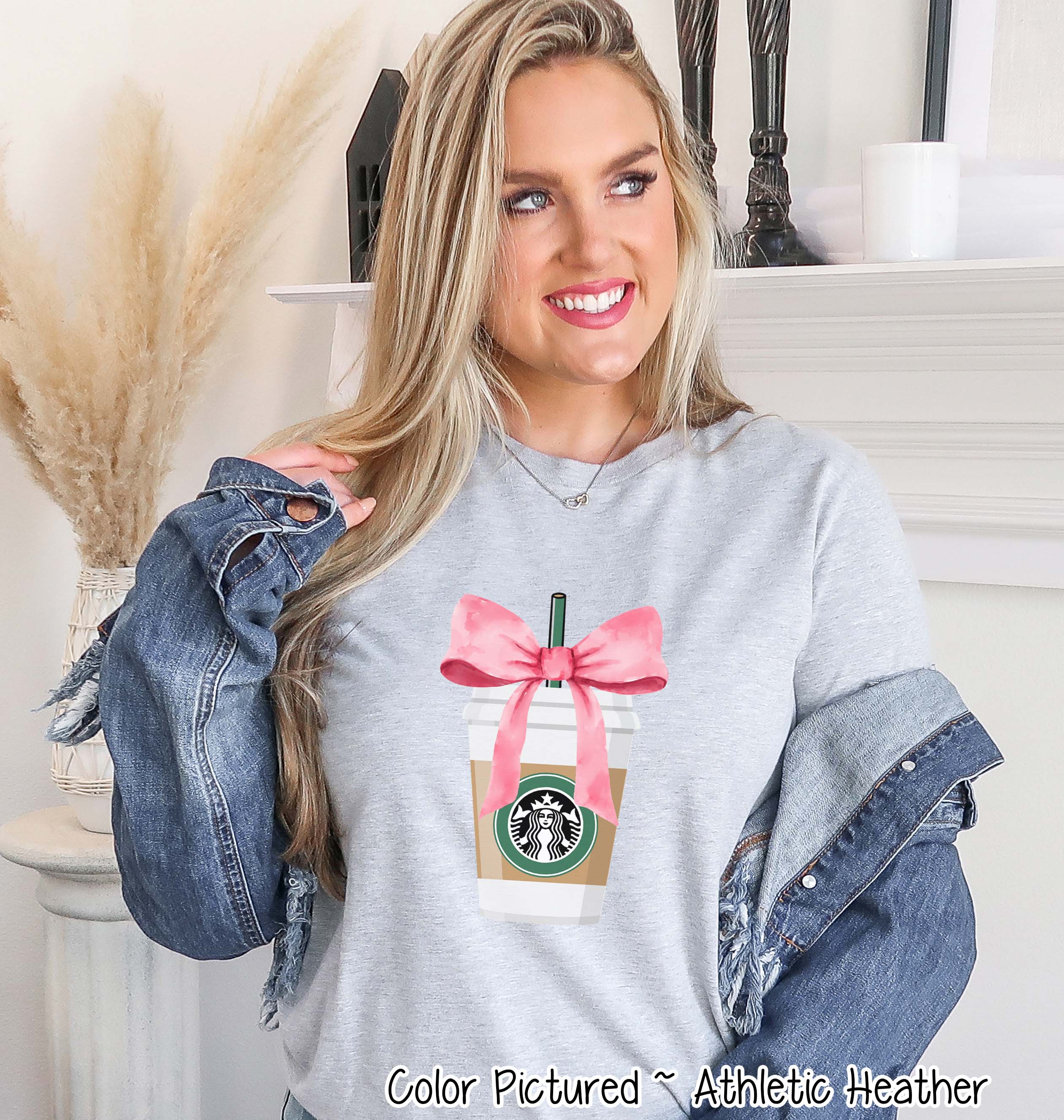 Coquette Pink Bow Starbucks Drink Girly Tee and Sweatshirt