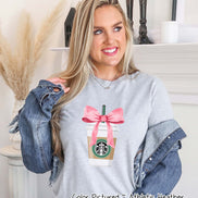 Coquette Pink Bow Starbucks Drink Girly Tee and Sweatshirt