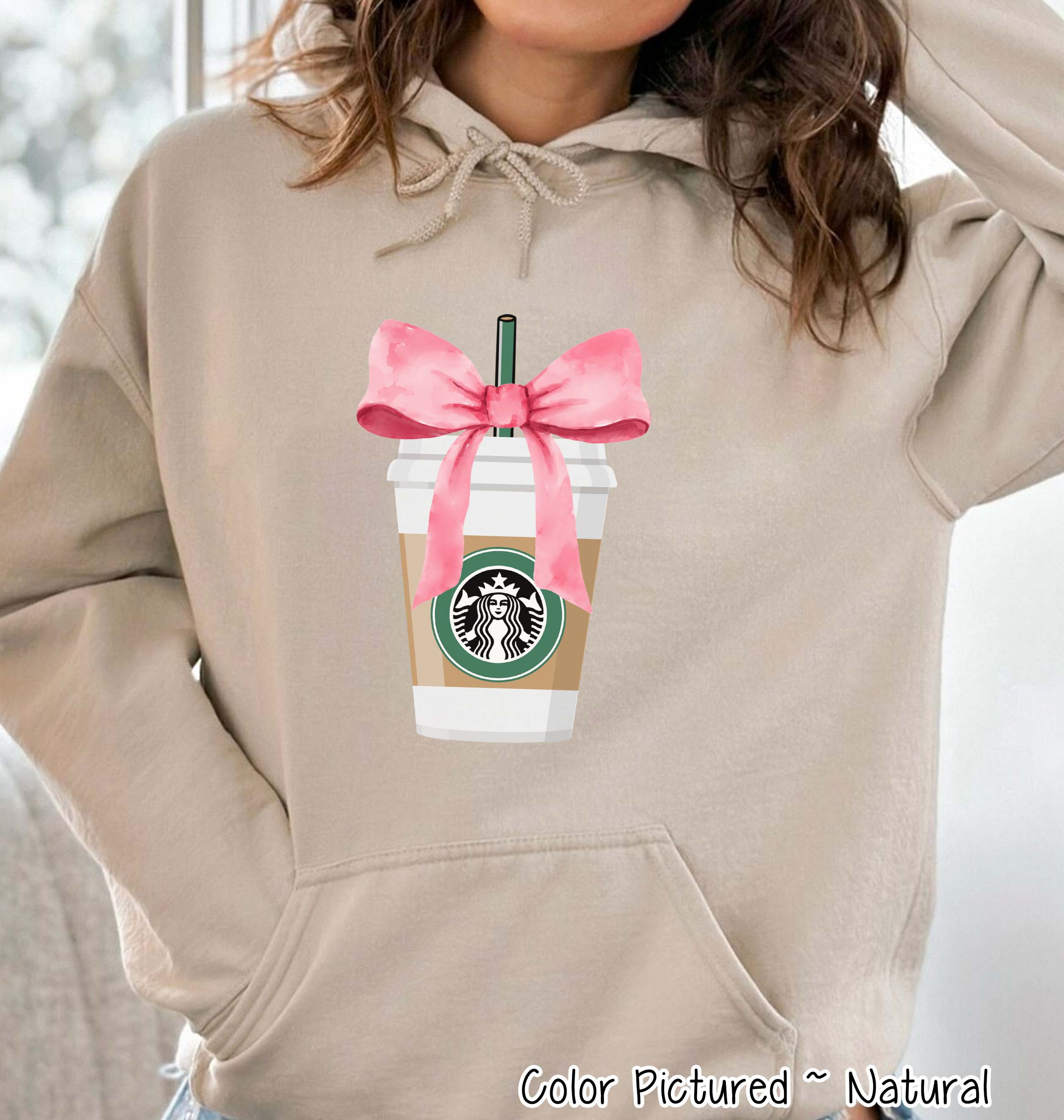 Coquette Pink Bow Starbucks Drink Girly Tee and Sweatshirt