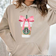 Coquette Pink Bow Starbucks Drink Girly Tee and Sweatshirt