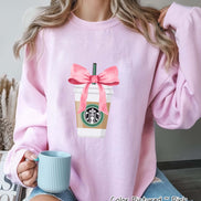 Coquette Pink Bow Starbucks Drink Girly Tee and Sweatshirt