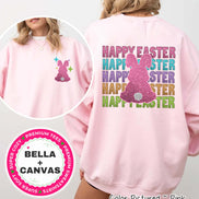 Faux Glitter Bunny Happy Easter Tee and Sweatshirt 2 Sided Print