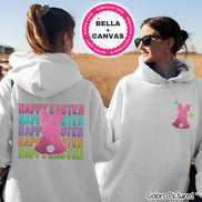 Faux Glitter Bunny Happy Easter Tee and Sweatshirt 2 Sided Print