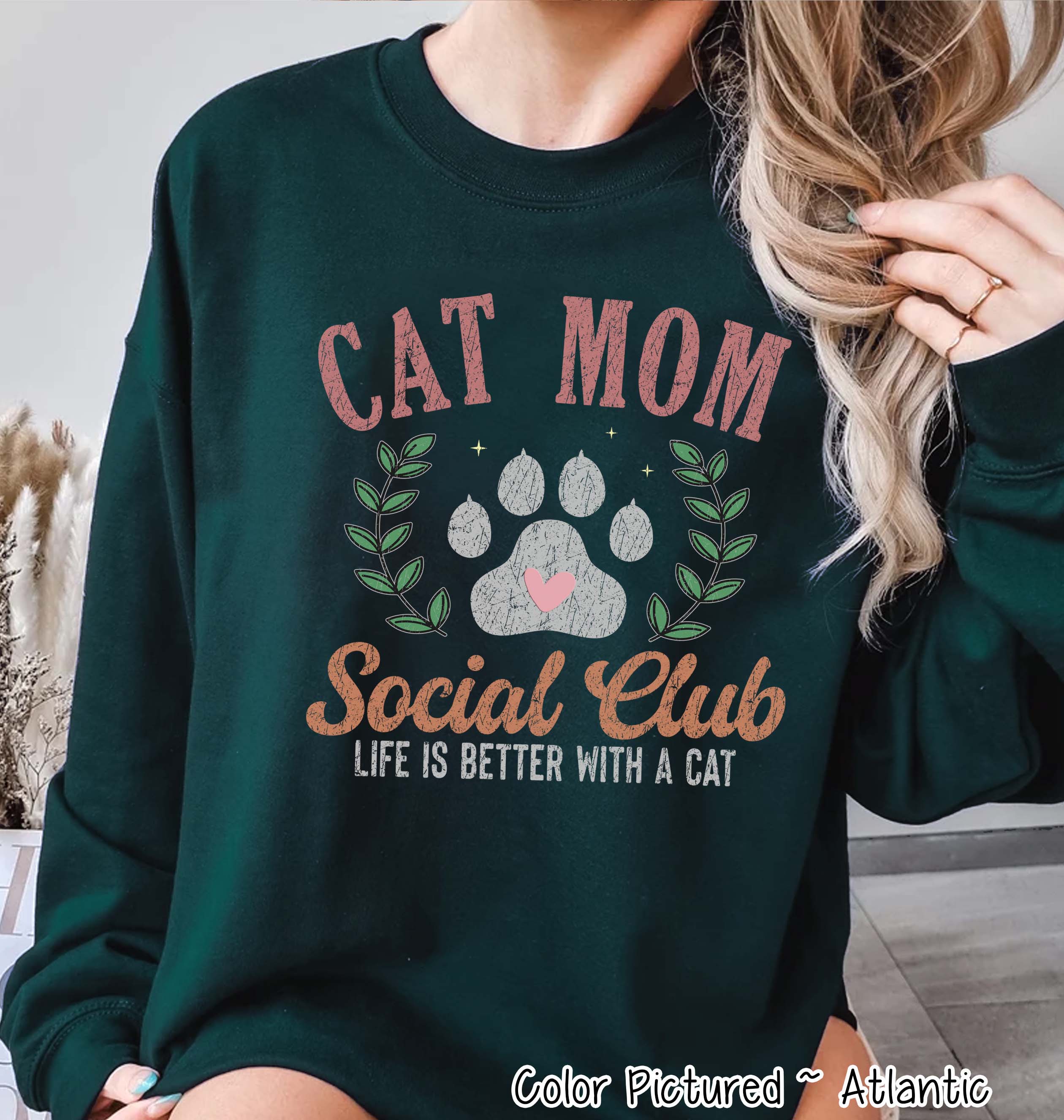 Cat Mom Retro Social Club Tee or Sweatshirt