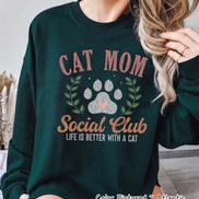 Cat Mom Retro Social Club Tee or Sweatshirt