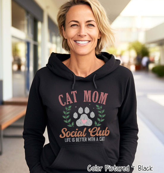 Cat Mom Retro Social Club Tee or Sweatshirt