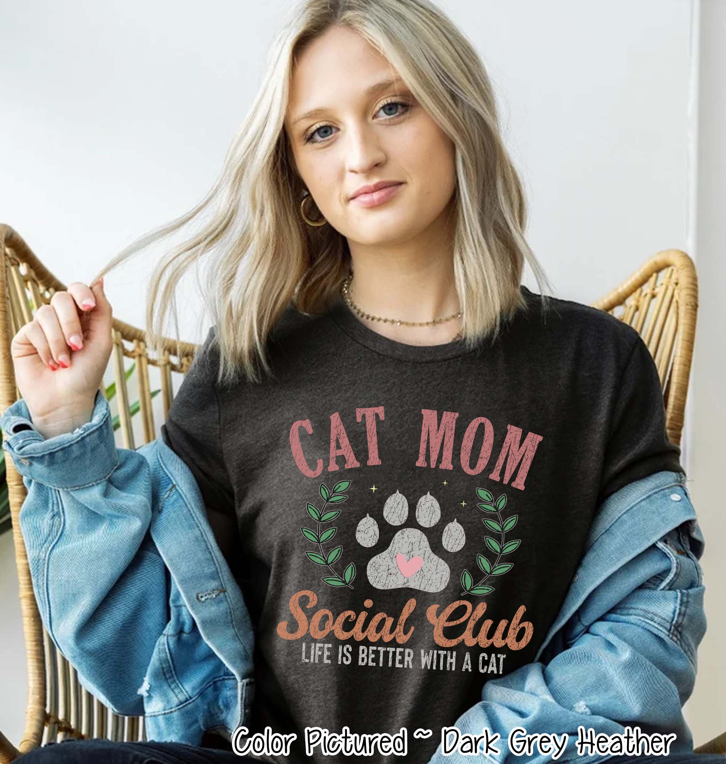 Cat Mom Retro Social Club Tee or Sweatshirt