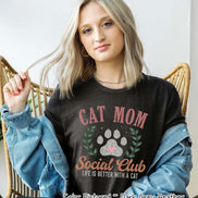 Cat Mom Retro Social Club Tee or Sweatshirt