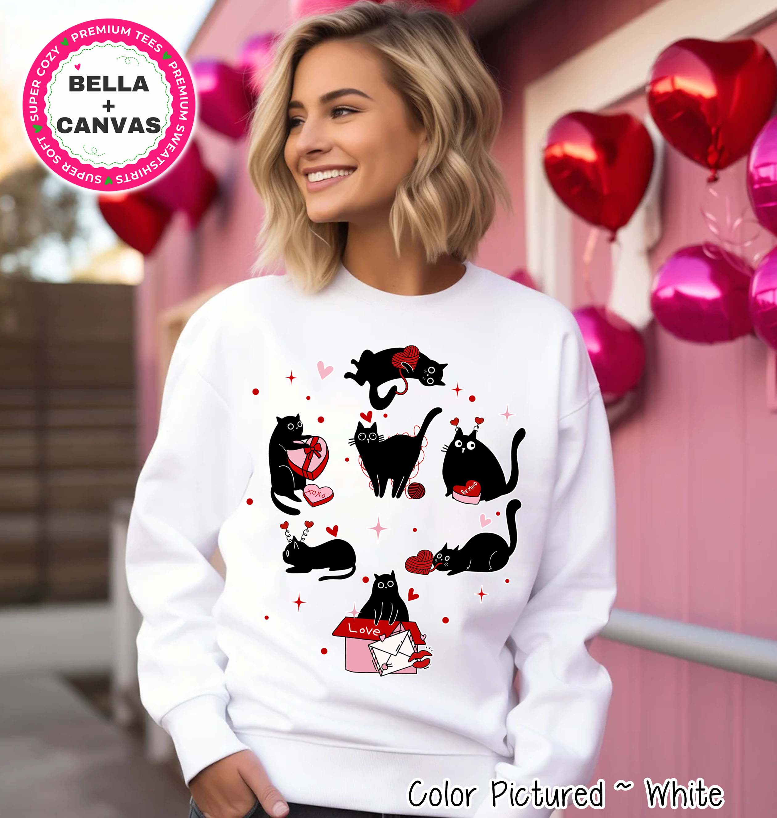 Mischievous Black Cat Valentine Tee or Sweatshirt
