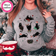 Mischievous Black Cat Christmas Tee or Sweatshirt