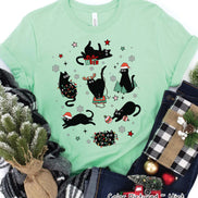 Mischievous Black Cat Christmas Tee or Sweatshirt