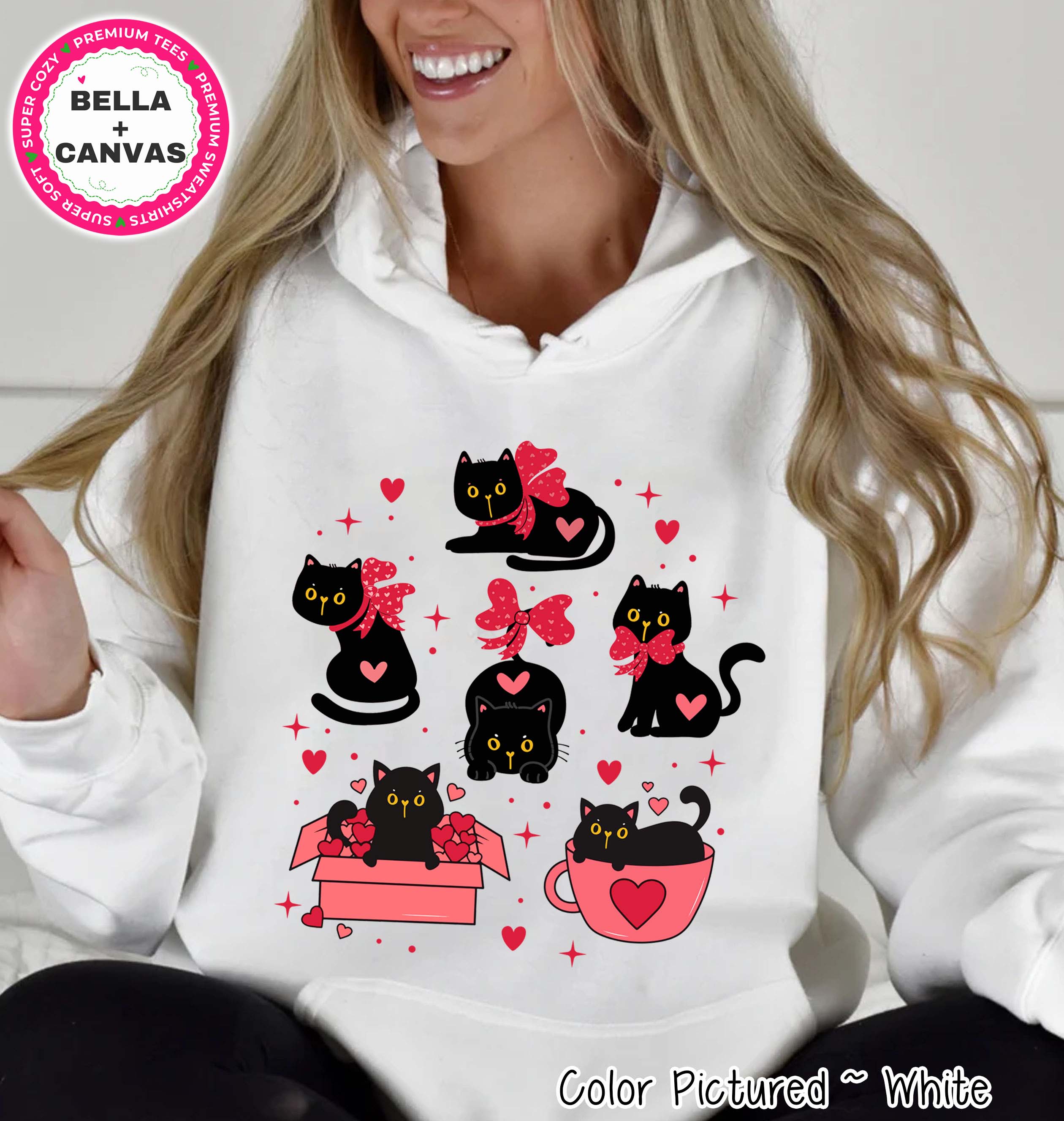 Cute Black Cat Valentine Tee or Sweatshirt