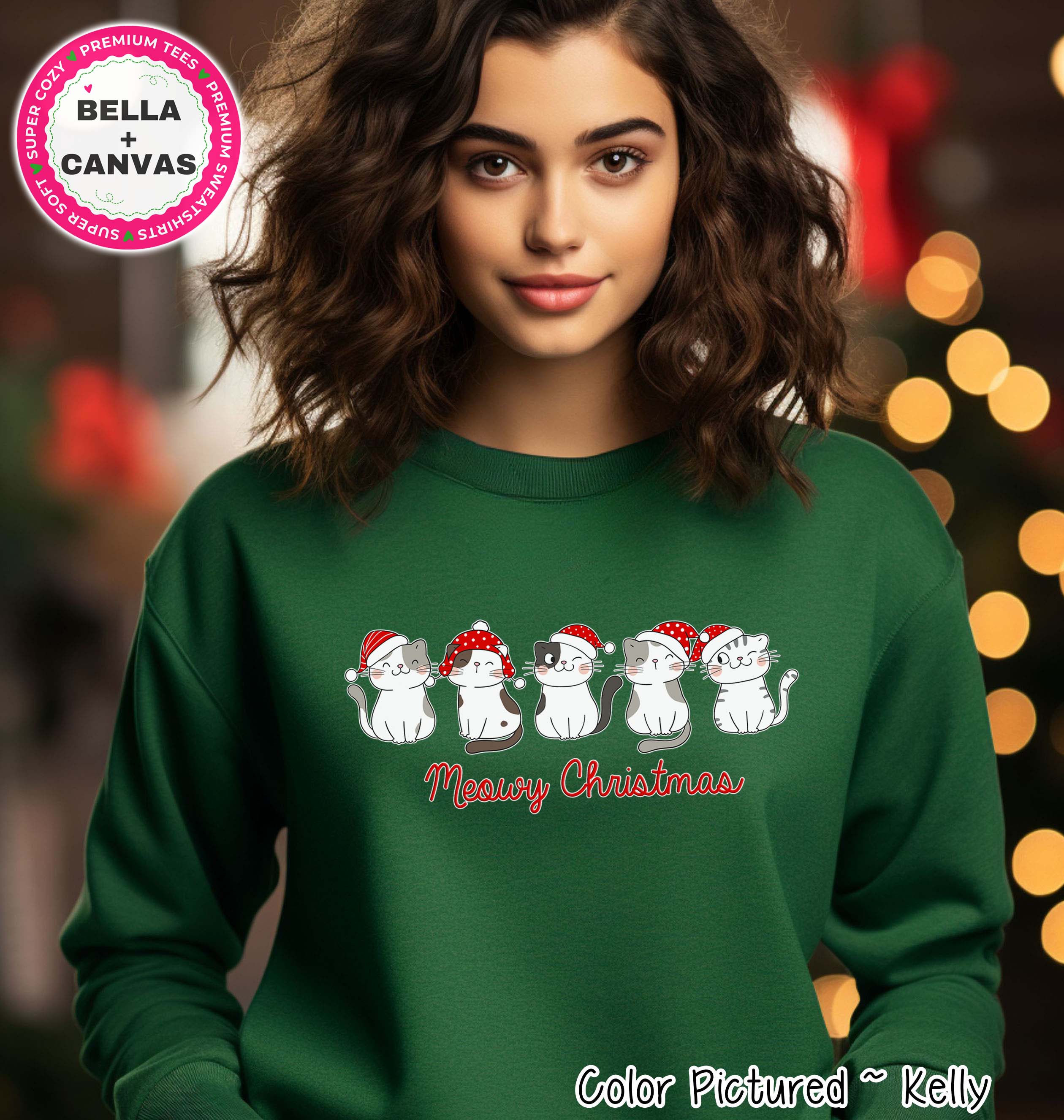 Meowy Christmas Cute Cat Tee or Sweatshirt