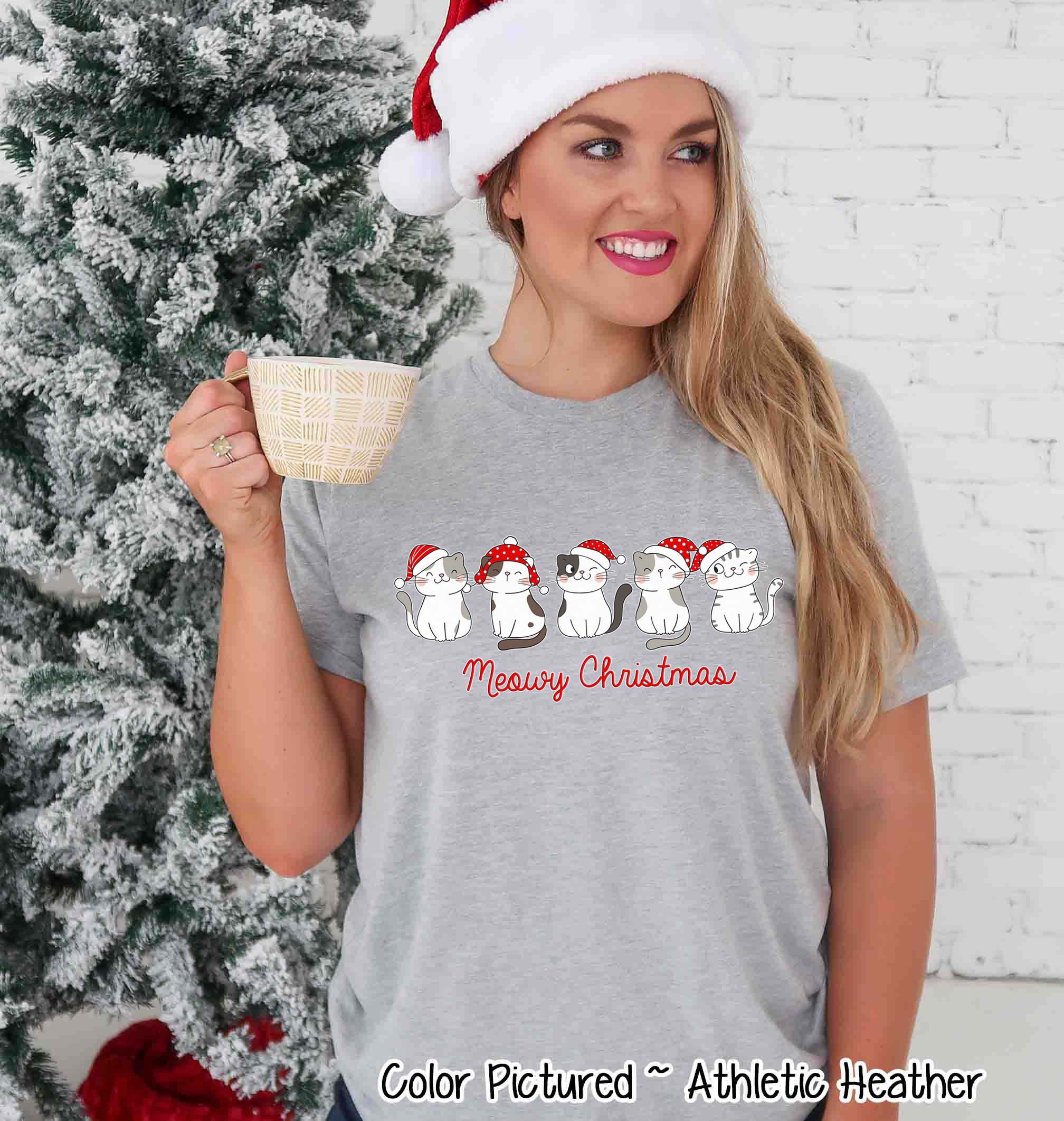 Meowy Christmas Cute Cat Tee or Sweatshirt