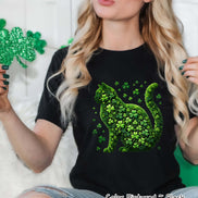 Lucky Shamrock Cat St Patricks Day Tee or Sweatshirt